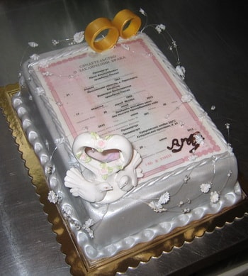 Свадебный торт свидетельство